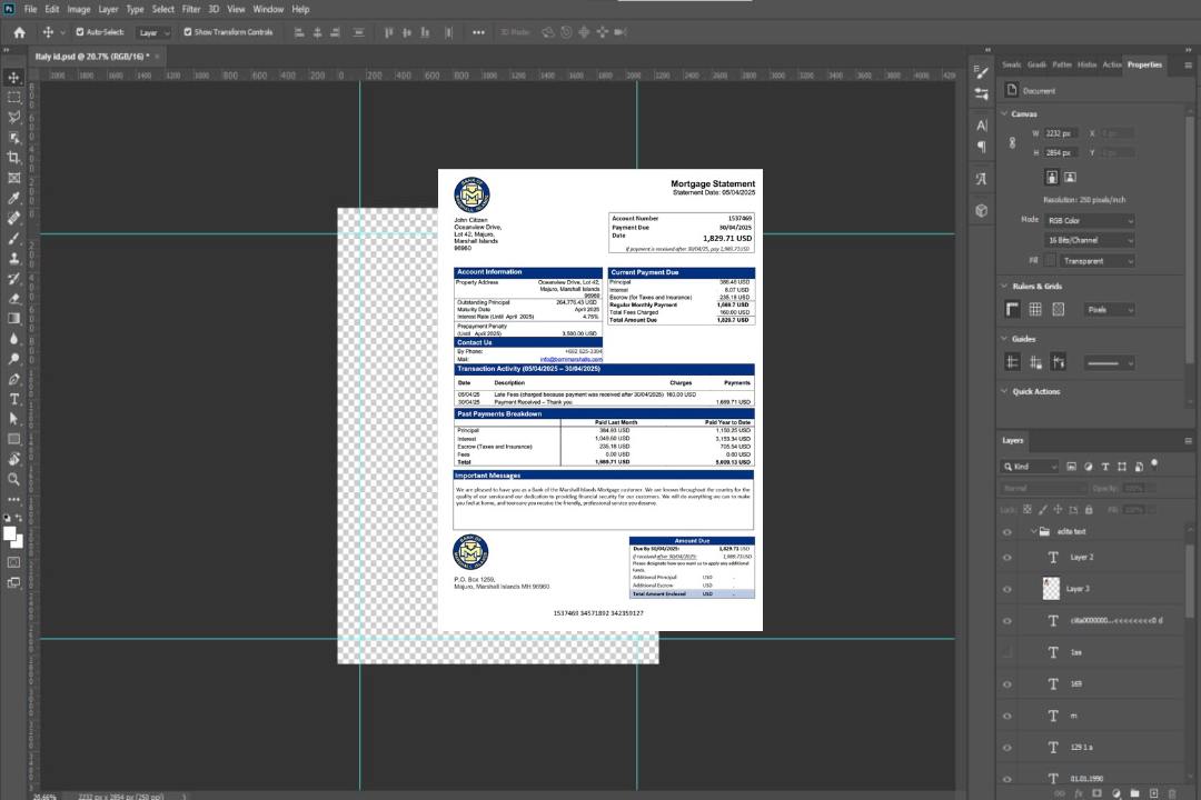 Modèle Word et PDF de relevé hypothécaire de la Banque des Îles Marshall des Îles Marshall template